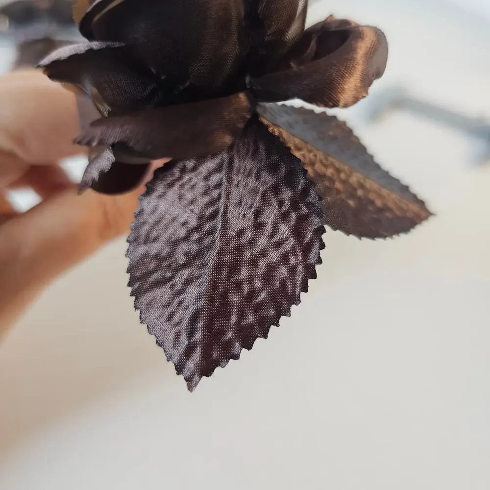 14 Chocolate Brown Silk Rose Picks 2.5in Artificial Flowers Wedding Floral Craft
